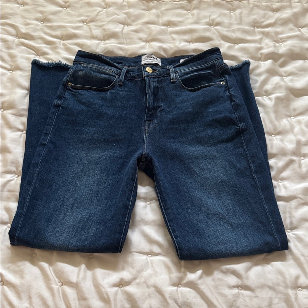 Frame Denim Le High Straight Jeans - Dark Blue SZ 28